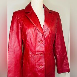Women’s Red Genuine Leather Coat - Worthington - Size Small